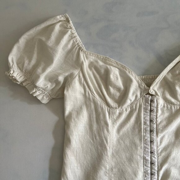 Urban Outfitters Ivory Linen Corset Milkmaid Mini Dress - Picture 3 of 8